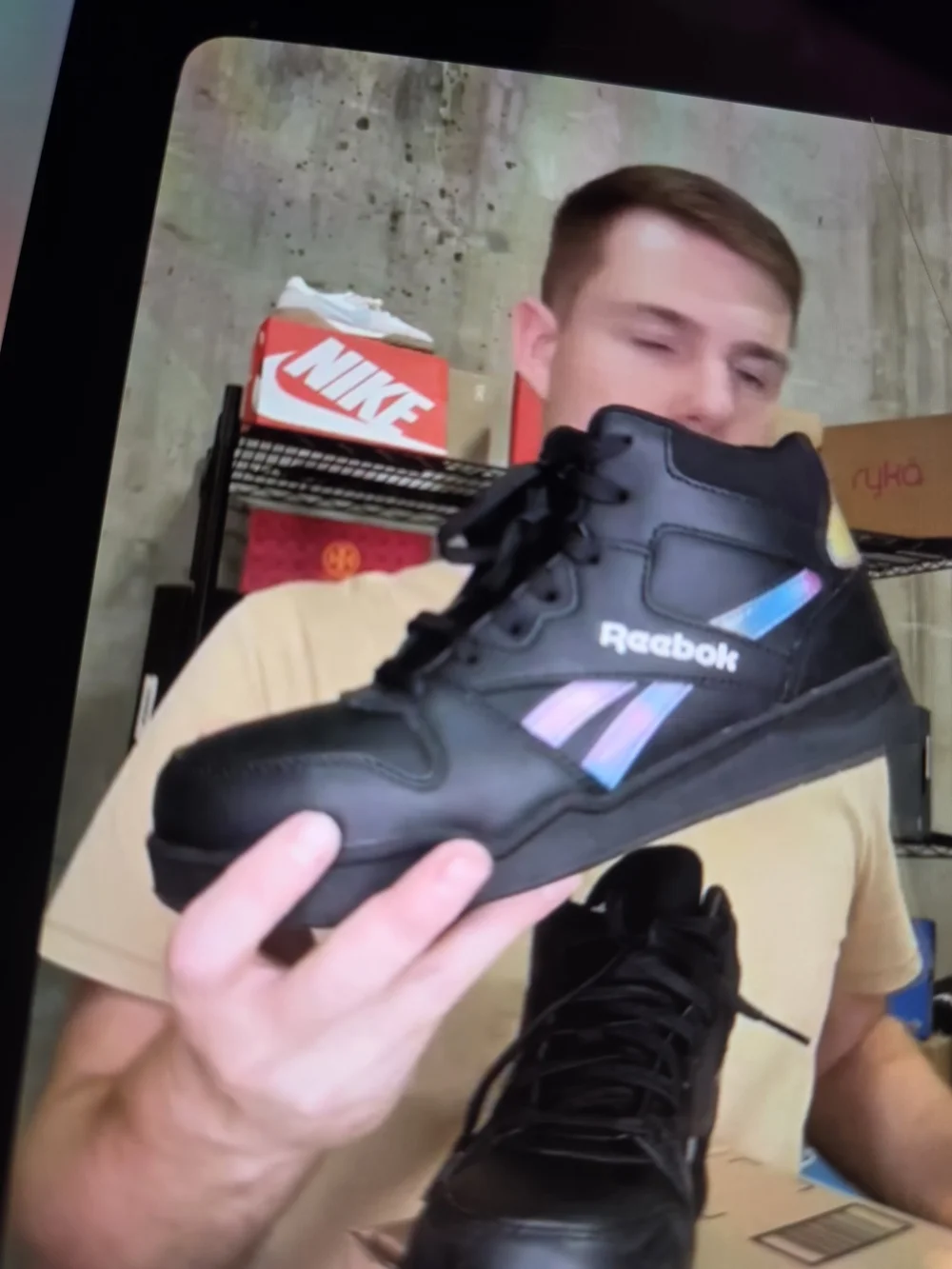 Reebok Men's Black High-Top Sneakers with Blue Accent Also With Steel NWOT